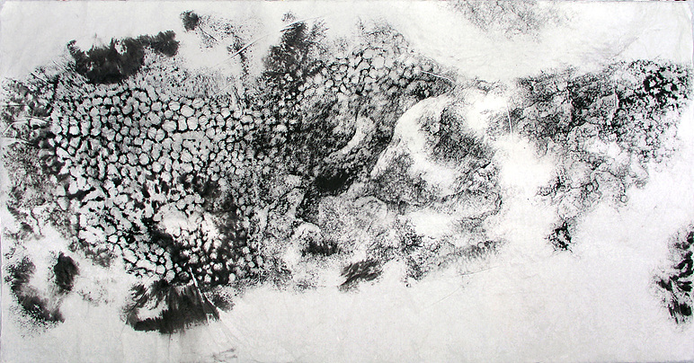 홍보람-Draw by nature3- stone in Jungduck sd- 150x80cm Hanji, Korean Ink 2011