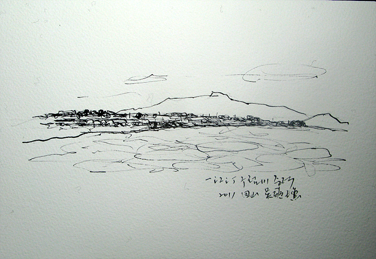 오석훈-구럼비 중덕-와트만지에 잉크-18x260cm-2011