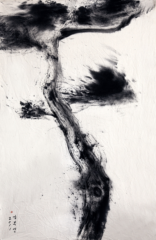 신목(神木)_75×122cm, 천 위에 수묵, 2011