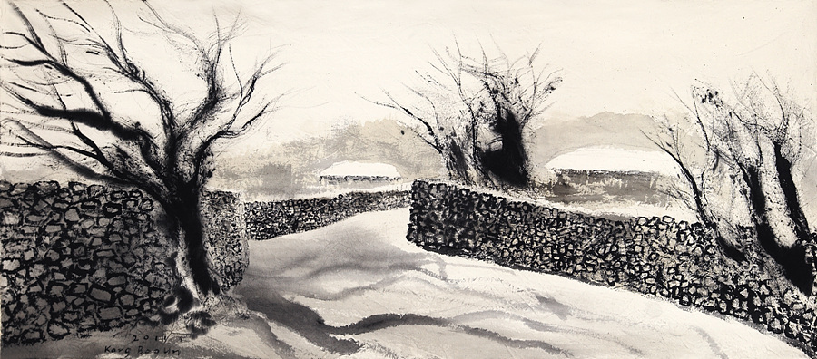 겨울_111×48cm, 천 위에 수묵, 2011