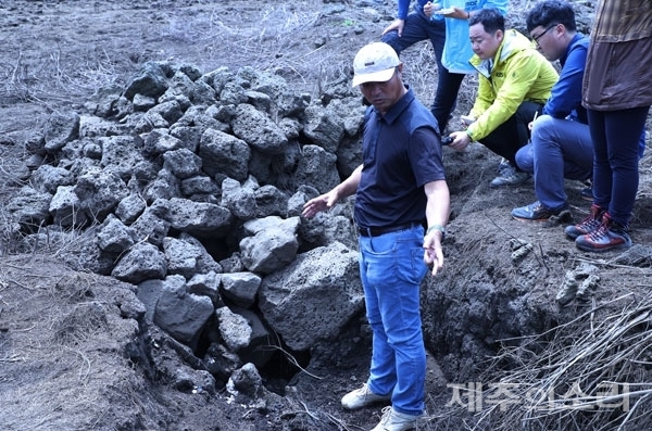제2공항 예정부지인 성산읍 지역에서 발견된 동굴 추정 지역