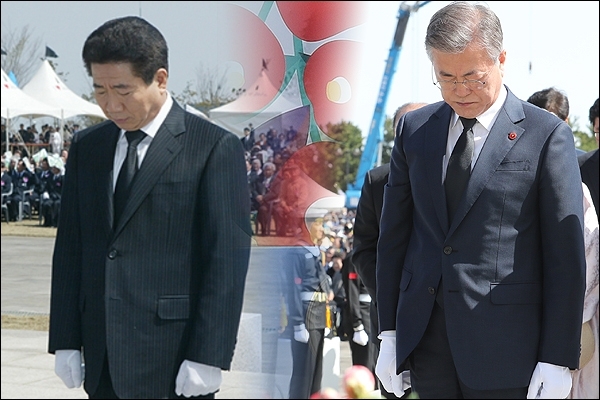 지난 2006년과 2018년 제주4.3희생자 추념식에 참가한 노무현 전 대통령과 문재인 대통령