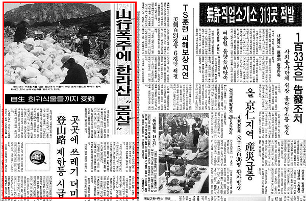 1990년 5월23일자 경향신문에 보도된 ‘산행 폭주에 한라산 몸살’ 기사 내용