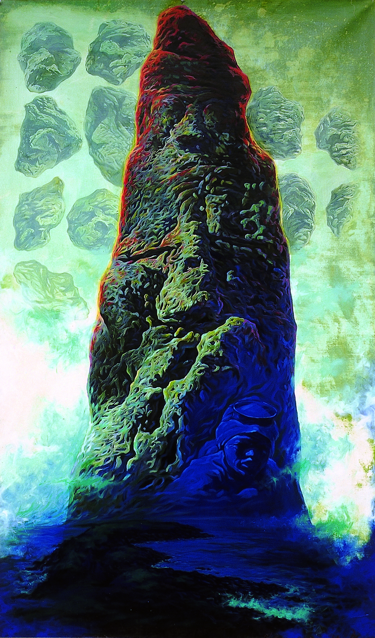 이경재, 부활의 땅, 천 위에 아크릴릭, 120×240, 1993. 사진=탐라미술인협회.