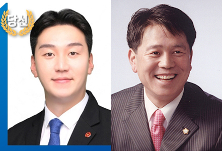 제주시 이도2동갑 선거구의 김기환(왼쪽) 당선인과 김수남 전 의원은 부자(父子) 사이다. ⓒ제주의소리