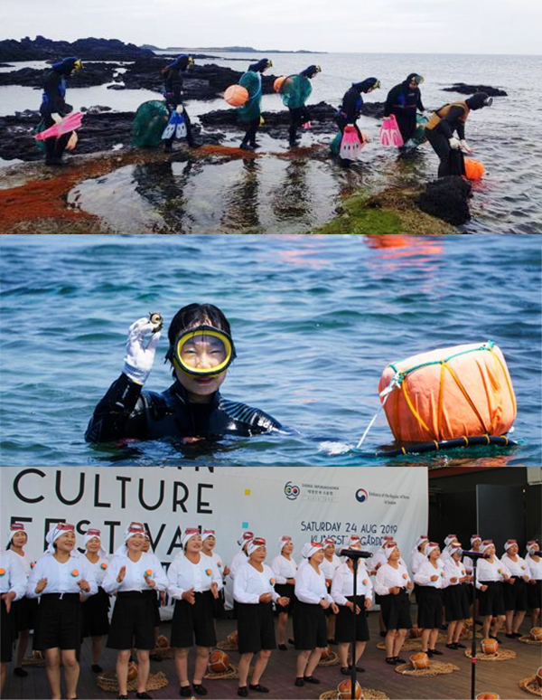 하도리에서는 해녀 체험 등 다양한 어촌체험프로그램을 즐길 수 있다. 맨 아래 사진은 하도리 해녀들로 구성된 하도해녀합창단의 모습. ⓒ제주의소리