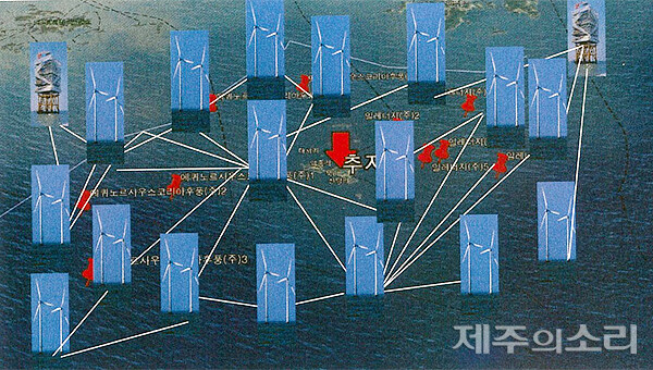 제주 추자도 앞바다에 추진되는 세게 최대 3GW급 해상풍력발전 설치 예상도.