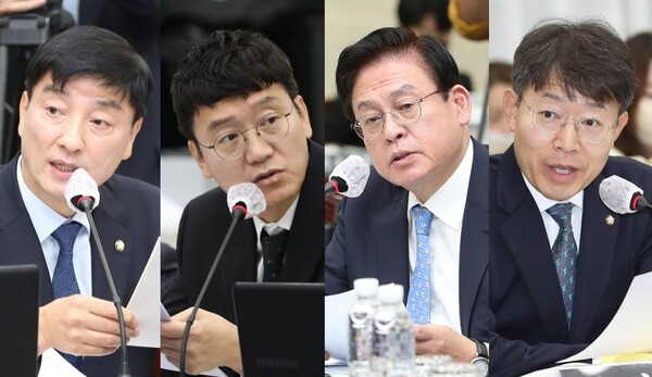 왼쪽부터 국회 행정안전위원회 이해식(민주), 김웅(국힘), 정우택(국힘), 최기상 의원(민주). ⓒ제주의소리