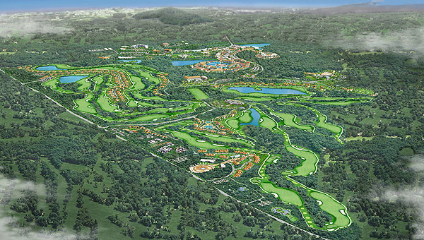 1997년 제주 최대 규모로 추진된 묘산봉관광단지 개발사업 조감도. 25년이 지난 현재까지 공사가 완료되지 않자, 사업시행자가 부지 매각을 통한 합작투자를 추진 중이다.