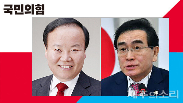 왼쪽부터 국민의힘 김재원, 태영호 최고위원.