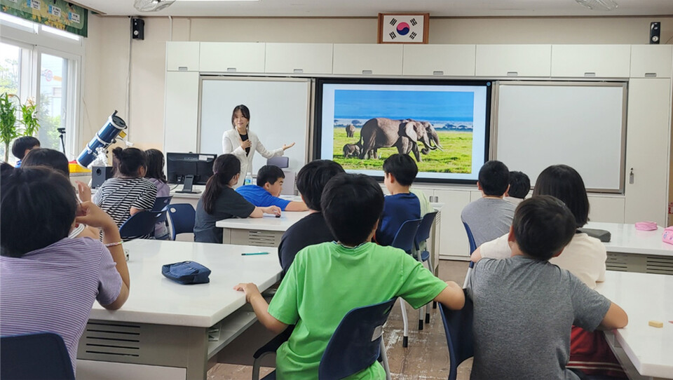 31일 어도초등학교에서 진행된 '2023 찾아가는 동물사랑 교육'. ⓒ제주의소리