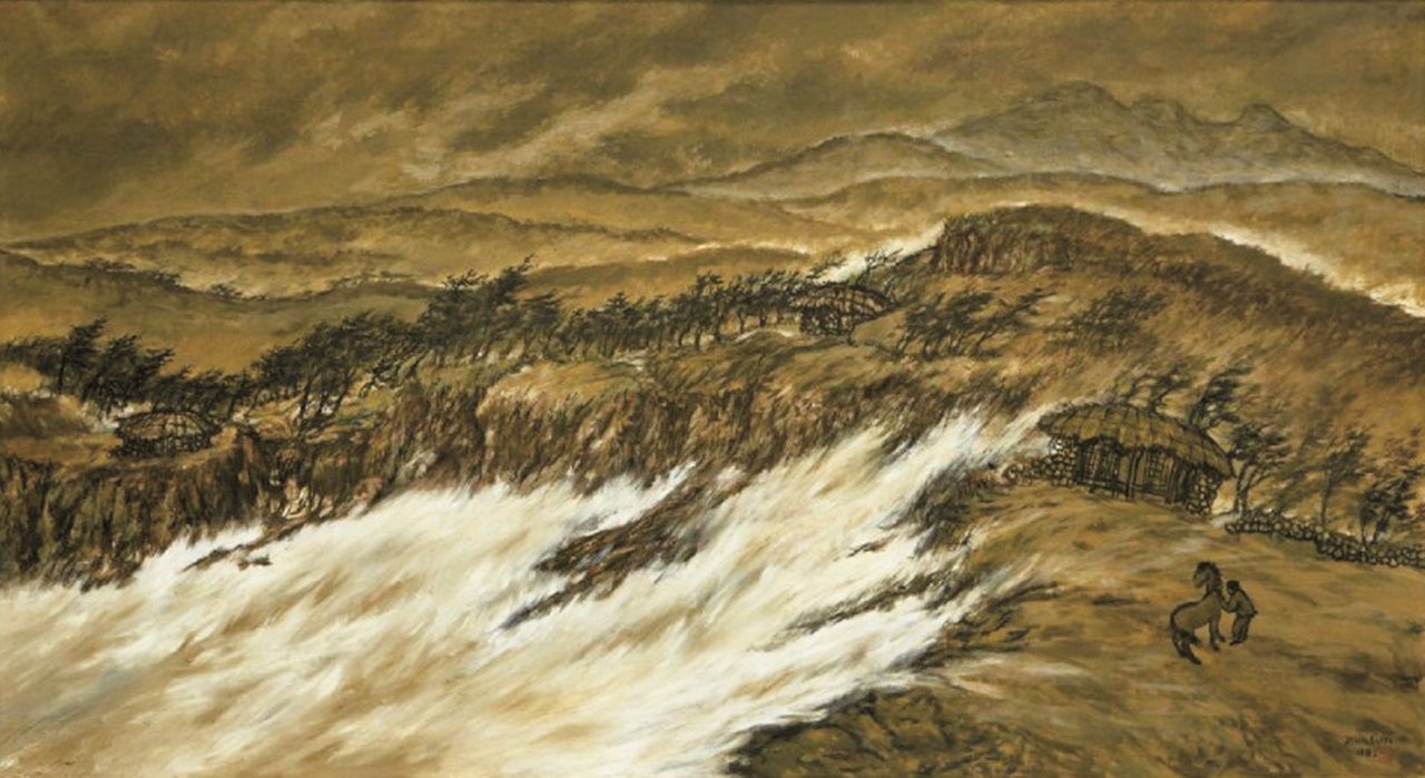 변시지, 태풍, 210x115cm, 1982. 사진=돌문화공원. ⓒ제주의소리 자료사진