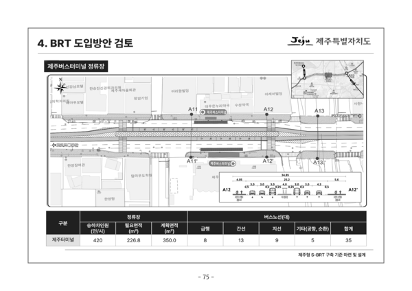 제주버스터미널 앞 섬식 정류장 설계도. 사진=제주도.<br>