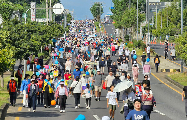 지난 9월 28일 제주시 연북로에서 진행된 제주형 '차 없는 거리' 행사. ⓒ제주의소리 자료사진<br>