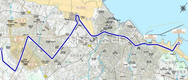 2025년 6월 공청회를 앞둬 수정된 제주 수소트램 노선. ⓒ제주의소리
